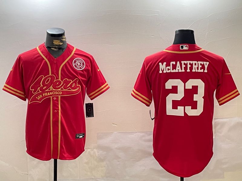 Men San Francisco 49ers #23 Mccaffrey Red Joint Name 2024 Nike Limited NFL Jersey style 12092